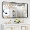 22x30 Inch Bronze Bathroom Mirror for Vanity, Brushed Bronze Metal Frame Mirror for Wall, Rounded Rectangle Bronze Frame Mirror with Tempered Glass, Anti-Rust (Horizontal/Vertical)