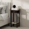 3-Tier Open Storage Nightstand, 1-Pack, Plastic Poles, Sonoma Oak/White