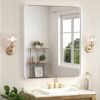 71c5YoTvdVL._AC_SL1500.jpg Black Metal Framed Bathroom Mirrors for Wall, 20 x 30 Inch Rounded Rectangle Bathroom Vanity Mirror, Matte Black Farmhouse Mirror with Seamless Frame, HD Tempered Glass(Horizontal/Vertical)