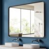 Black Bathroom Mirror Large Rectangle Vanity Framed Mirror for Wall, 30x40 Inch Modern Metal Wall Mirror Farmhouse, Anti-Rust, Tempered Glass, Hangs Horizontally or Vertically