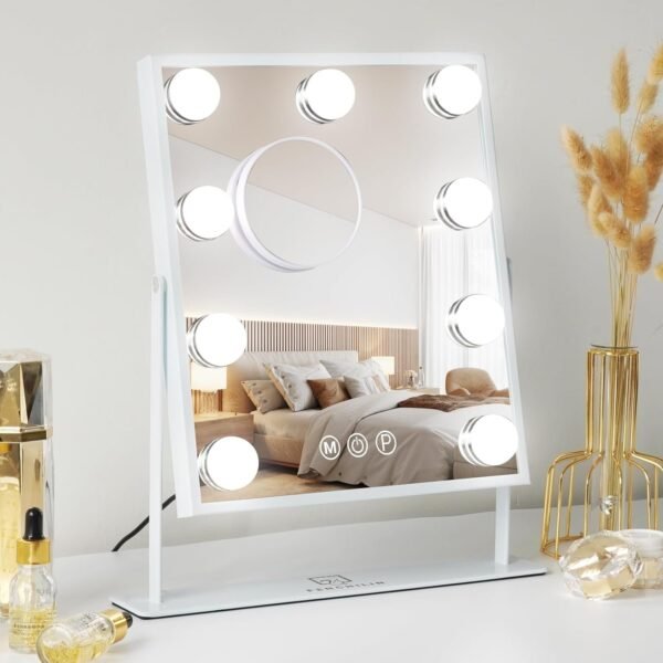 Vanity Mirror with Lights 17.7" X 21.6" Irregular Cute Cloud Lighted Makeup Mirror with Dimmable 3 Light Modes Esthetics Hollywood Mirror for Tabletop Wall-Mounted Bedroom Beauty Salon