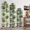 Plant Stand, Multiple Flower Pot Holder Shelf, Wood and Metal Tall Plant Display Rack Storage Organizer for Indoor, Outdoor, Garden, Patio, Balcony(8 Tier 9 Potted)