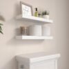 14.9 in White Floating Shelves Set of 2, Wall Mounted Small Shelves, Modern Hanging Shelf for Wall Decor, Display Wall Storage Shelves for Living Room, Bedroom, Bathroom, Kitchen - White