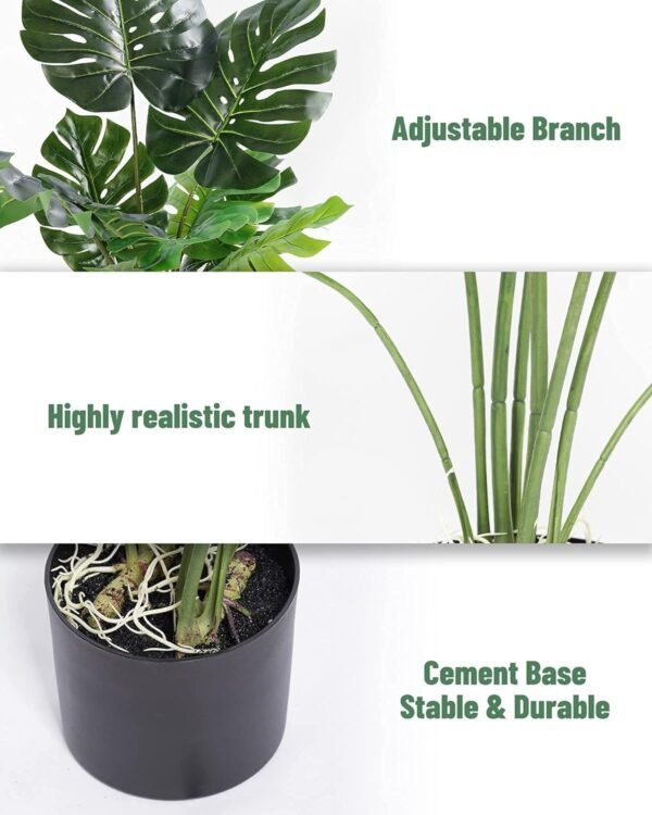 Artificial Monstera Plant 4FT Tall Fake Swiss Cheese Potted Faux Tropical Floor Plants Indoor Decorative House Palm Trees for Home Office Living Room Decor