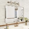 20x30 Silver Bathroom Mirror, Silver Wall Mirror for Vanity, Brushed Metal Framed Rectangle Mirror, Anti-Rust, Brushed Nickel,Shatterproof, Round Corners(Horizontally/Vertically)