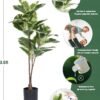Artificial Rubber Tree Plant 43in Tall Faux Ficus Tree Potted Fake Tropical Decorative House Large Floor Artificial Plants for Home Office Store Room Decor