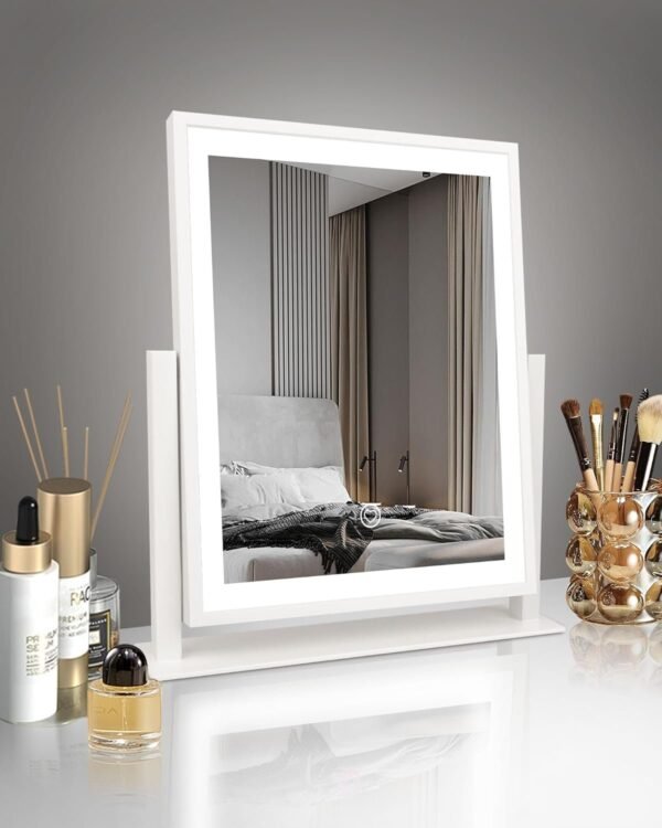 Classic Makeup Mirror with Lights, Lighted Vanity Mirror with Dimmable Light, Smart Control, Memory, Adjustable Warm White/Natural/Daylight, Birthday Wedding Gift, 360°Rotation (13in. Black)