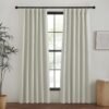Faux Linen Curtains 90 inches Long for Doorway, Pinch Pleated Thick Room Darkening Window Treatments Noise Reducing Privacy for Living Room/Bedroom, Natural, W34 x L90, 2 Panels