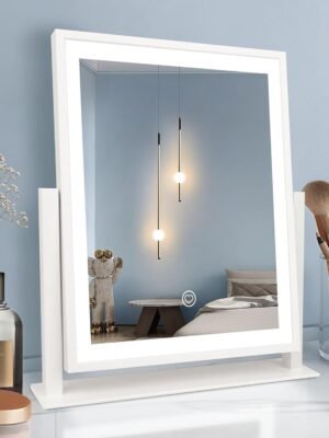 Vanity Mirror with Lights, Hollywood Lighted Makeup Mirror with Dimmable Light, Smart Control, Memory, Adjustable Warm White/Natural/Daylight, Birthday Gift, 360°Rotation (13in. White)