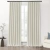 Blackout Curtains 96 Inches Long 2 Panel Set for Living Room,Black Out Room Darkening Thermal Pleated Back Tab Hooks Rings Pleat 8 FT Track Ceiling to Floor Length Curtains for Bedroom Window,Cream