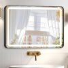 Hollywood Bathroom Mirror 12"*16", Framed Lighted Bathroom Vanity Mirror, Wall Mounted, Dimmable LED Mirror for Bathroom,Gold