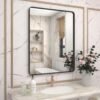 20x30 Silver Bathroom Mirror, Silver Wall Mirror for Vanity, Brushed Metal Framed Rectangle Mirror, Anti-Rust, Brushed Nickel,Shatterproof, Round Corners(Horizontally/Vertically)