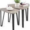 Nesting Coffee Tables, End Tables Set of 2 for Living Room Bedroom, Industrial Small Stacking Side Tables with Metal Frame for Couch, Rustic Brown and Black ULET013B01