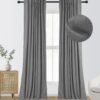 100% Blackout Curtains for Bedroom, Thermal Insulated Linen Blackout Curtains 96 Inch Length 2 Panels Set, Back Tab/Rod Pocket Room Darkening Curtains for Bedroom, Nursery -Oatmeal,W50 X L96
