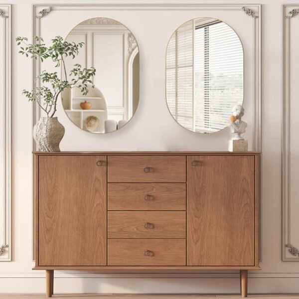 Oval Bathroom Mirror Capsule Wall Vanity Mirror, 20"x30" Pill Mirrors Wall Mounted Mirror, Large Modern Mirror with Gold Metal Frame, Decor for Entryway, Bedroom, Living Room