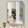22x30 Inch Bronze Bathroom Mirror for Vanity, Brushed Bronze Metal Frame Mirror for Wall, Rounded Rectangle Bronze Frame Mirror with Tempered Glass, Anti-Rust (Horizontal/Vertical)