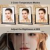 Vanity Mirror with Lights,16"×14" Makeup Mirror with Light Smart Touch Control Dimmable 3 Modes Lighted LED Mirror 360°Rotation Black
