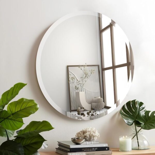 16x24 inch Beveled Bathroom Mirror, Rectangle Frameless Mirror, 1" Polished Beveled Edge Wall Mirror, Beveled Square Mirror for Bathroom, Living Room, Bedroom