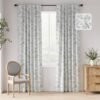 100% Blackout Floral Curtains 96 Inches Long, Printed Flower Sage Green Blackout Curtains for Bedroom Rod Pocket Back Tab Full Blackout Curtains Thermal Insulated Window Drapes, 2 Panels