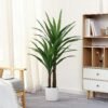 Dracaena Indoor Plant 4ft Tall Faux Plant Indoor Large Fake Plants Potted Yucca Tree Tropical Floor Plant Artificial Silk Palm Trees for Home Office Store Decor Housewarming Gift