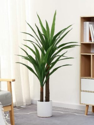 Dracaena Indoor Plant 4ft Tall Faux Plant Indoor Large Fake Plants Potted Yucca Tree Tropical Floor Plant Artificial Silk Palm Trees for Home Office Store Decor Housewarming Gift