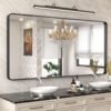 22x30 Inch Bronze Bathroom Mirror for Vanity, Brushed Bronze Metal Frame Mirror for Wall, Rounded Rectangle Bronze Frame Mirror with Tempered Glass, Anti-Rust (Horizontal/Vertical)
