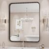Black Bathroom Vanity Mirror for Wall, 22x30 Inch Metal Framed Wall Mirror Farmhouse Rectangle, Anti-Rust, Tempered Glass, Hangs Horizontally or Vertically