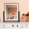 Makeup Mirror with Lights, Fashion Lighted Vanity Mirror with Dimmable Light, Smart Control, Adjustable Warm White/Natural/Daylight, Birthday Wedding Gift, 360°Rotation (Black, 13inch)