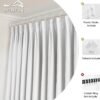 Pure White Pinch Pleat Curtain 52" W x 63" L Solid Thermal Insulated 50% Blackout Patio Door Curtain Panel Drape for Traverse Rod and Track with Tieback, (One Panel)