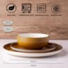 Ceramic Dinnerware Sets, 12 Pieces Amber Yellow Stoneware Dinnerware Set, Plates and Bowls Sets, Dishwasher & Microwave Safe | Service for 4