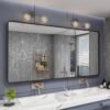 20x30 Silver Bathroom Mirror, Silver Wall Mirror for Vanity, Brushed Metal Framed Rectangle Mirror, Anti-Rust, Brushed Nickel,Shatterproof, Round Corners(Horizontally/Vertically)