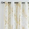 Tree Print Yellow Grey and White Curtains for Living Room Windows - Linen Textured Grommet Branches Pattern Window Treatment Set for Bedroom - 50" W x 96" L - (2 Panels)