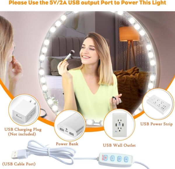 Vanity Lights for Mirror LED Makeup Light Strip with 3 Color Temperature Lighting Modes and Dimmable Stick on Vanity Bathroom Mirror,Ultra Bright (Mirror Not Included)