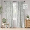 100% Blackout Floral Curtains 96 Inches Long, Printed Flower Sage Green Blackout Curtains for Bedroom Rod Pocket Back Tab Full Blackout Curtains Thermal Insulated Window Drapes, 2 Panels