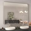 22x30 Inch Bronze Bathroom Mirror for Vanity, Brushed Bronze Metal Frame Mirror for Wall, Rounded Rectangle Bronze Frame Mirror with Tempered Glass, Anti-Rust (Horizontal/Vertical)