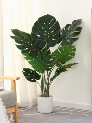 Artificial Monstera Plant 4FT Tall Fake Swiss Cheese Potted Faux Tropical Floor Plants Indoor Decorative House Palm Trees for Home Office Living Room Decor