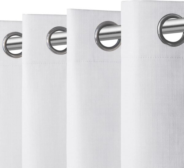 Linen Textured 100% Blackout Curtain 100x96 Inch Extra Wide Patio Sliding Door Curtain Solid Thermal Insulated Room Curtain for Bedroom, Living Room (1 Panel, White)