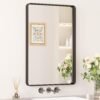 71yic4zRLSL._AC_SL1500.jpg Black Metal Framed Bathroom Mirrors for Wall, 20 x 30 Inch Rounded Rectangle Bathroom Vanity Mirror, Matte Black Farmhouse Mirror with Seamless Frame, HD Tempered Glass(Horizontal/Vertical)