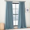 Faux Linen Curtains 90 inches Long for Doorway, Pinch Pleated Thick Room Darkening Window Treatments Noise Reducing Privacy for Living Room/Bedroom, Natural, W34 x L90, 2 Panels