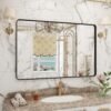20x30 Silver Bathroom Mirror, Silver Wall Mirror for Vanity, Brushed Metal Framed Rectangle Mirror, Anti-Rust, Brushed Nickel,Shatterproof, Round Corners(Horizontally/Vertically)