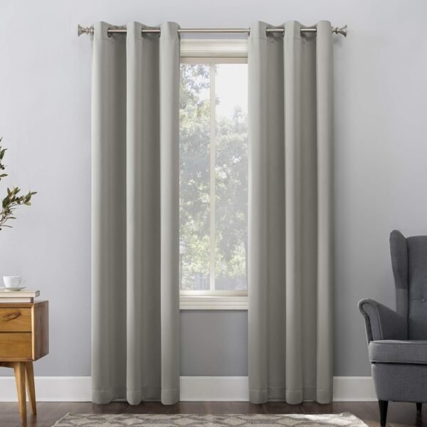 Energy Saving Blackout Grommet Curtain Panel, 40" x 84", Dove White 2 Count (Pack of 1)