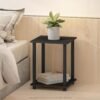 Simplistic Set of 2 End Table, Espresso/Black