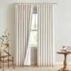 Natural Full Blackout Curtains Linen Blended Darkening Window Curtains 84 inch for Living Room Bedroom Thermal Insulated Pinch Pleat Drapes with Hooks 2 Panel 40"Wx84"L