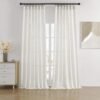 Linen Curtains 2 Panel Set,Light Filtering, Ivory on Linen Curtains 96 Inch Curtains for Living Room, Cream Drapes 96 Inches Long Rod Pocket Back Tab Curtains (96" L x 52" W)