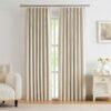 Linen Blended Pinch Pleated Drapes,Blackout and Thermal Insulated Noise Reducing Pleated Curtains for Bedroom Nursery,Backtab 108 Inches with 9 Hooks,40"x108", 1 Panel,Natural Beige