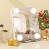 8"x10" Lighted Vanity Mirror, Makeup Mirror with Light, Dimmable Touch Screen, Portable Travel Mirror with U-Shaped Bracket, Cosmetic Mirror with Lights for Makeup Desk ＆ Dressing Room