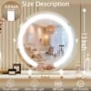 13 Inch Vanity Mirror with Lights, LED Makeup Mirror for Bedroom Makeup, Light up Mirror Smart Touch Control 3 Colors Dimmable, 360 Rotation (White)