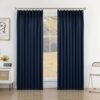 Pure White Pinch Pleat Curtain 52" W x 63" L Solid Thermal Insulated 50% Blackout Patio Door Curtain Panel Drape for Traverse Rod and Track with Tieback, (One Panel)
