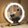 13 Inch Vanity Mirror with Lights, LED Makeup Mirror for Bedroom Makeup, Light up Mirror Smart Touch Control 3 Colors Dimmable, 360 Rotation (White)