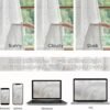 White Linen Sheer Curtains 96 Inch Length for Extra Wide Windows 84 Inch Width 2 Panel Back Tab Pocket Light Filter Semi Sheer Long Skinny Curtains for Living Room Rustic Farmhouse 8 FT Wide 84 x 96